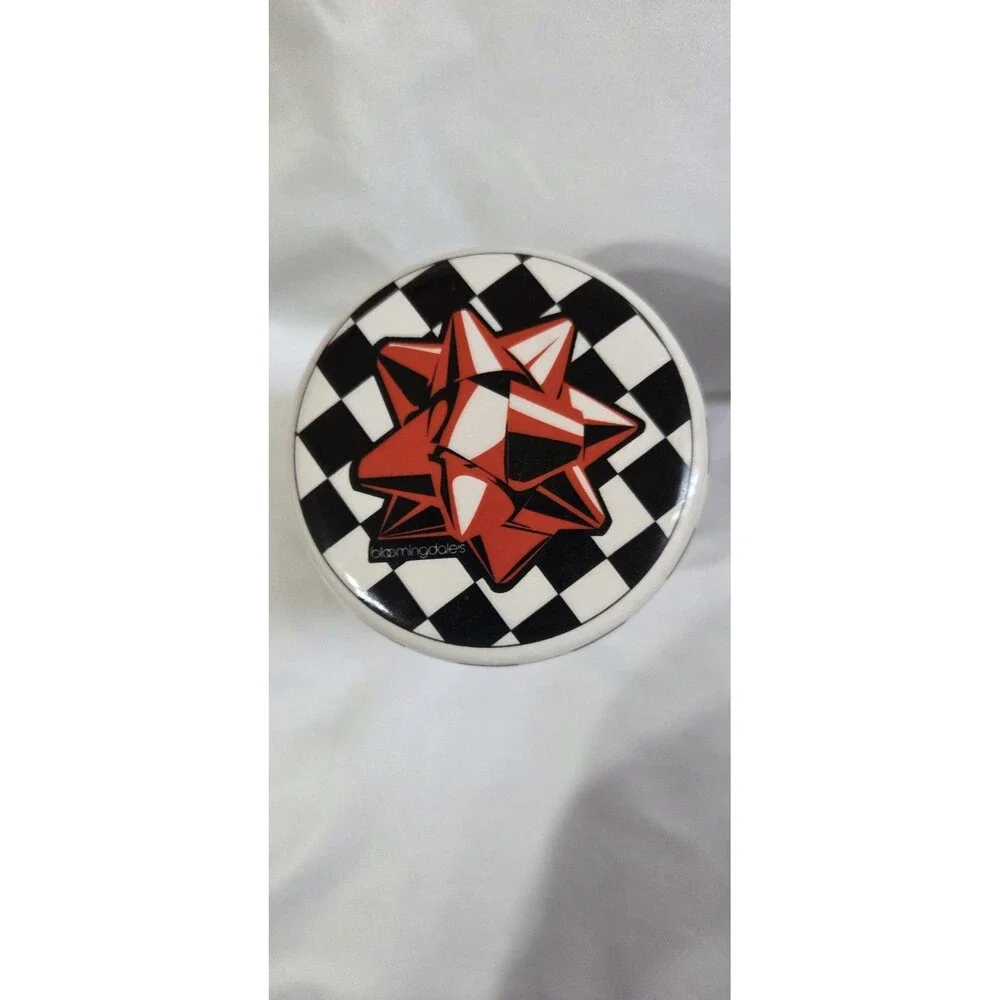 Vintage Bloomingdales Unscented Candle Checker Pattern Porcelain Canister Lid